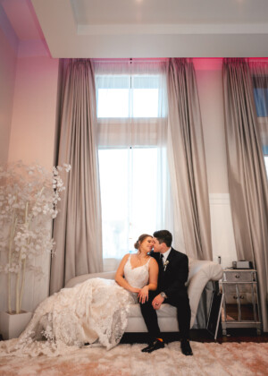An ethereal moment as the Arizona sun graces the bride's elegant white gown, embodying the serene beauty of her wedding day Enchanting Bride in White Gown Captured at Sunset - Arizona Wedding - AZ Wedding Photographer by Maddie
